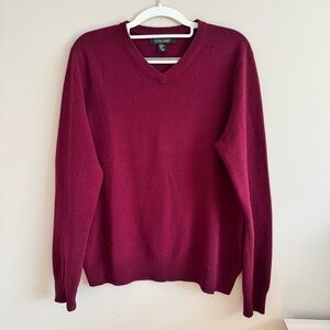 Ethan Pierce Men's 2-Ply Cashmere Maroon  V-Neck Sweater M